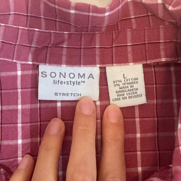 Sonoma Life + Style Red Plaid Button Down Shirt | Stretch | Size L - Picture 6 of 6